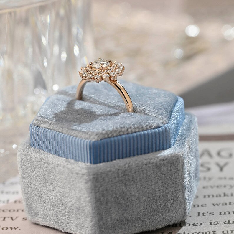 Stunning 2.0 CT Round Moissanite Engagement Ring with Double Halo Design 7