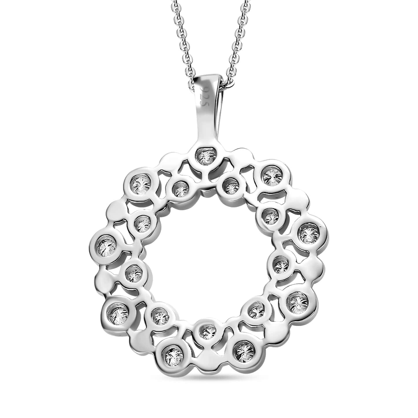 Round Cut Cubic Zirconia in 925 Sterling Silver Necklace 5
