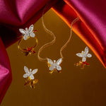 2.0 TCW Round & Baguette Cut Moissanite Butterfly Stud Earrings in Gold 8