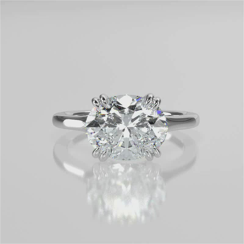 Stunning 2.85 CT East West Oval Moissanite Engagement Ring with Solitaire Design 4