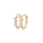 0.50 TCW Round Cut Moissanite Cluster Huggies Earrings in Gold 15