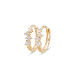 0.50 TCW Round Cut Moissanite Cluster Huggies Earrings in Gold 15