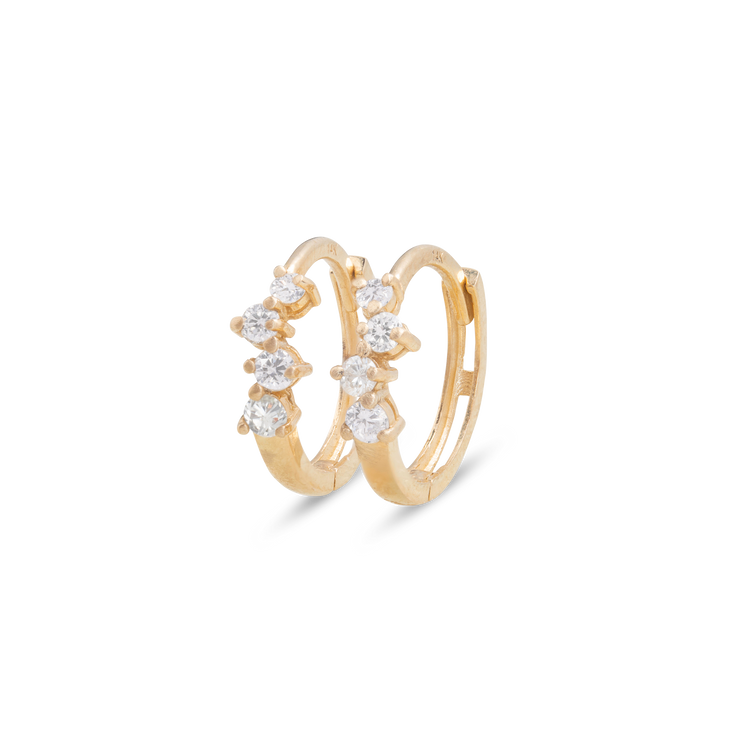 0.50 TCW Round Cut Moissanite Cluster Huggies Earrings in Gold 15