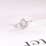 Stunning 1.0 - 2.0 CT Pear Moissanite Engagement Ring with Cluster Design 1