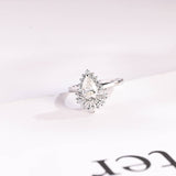 Stunning 1.0 - 2.0 CT Pear Moissanite Engagement Ring with Cluster Design 1