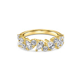 Stunning 0.4 TCW Round and Pear Moissanite Stones Half Eternity Wedding Band 1