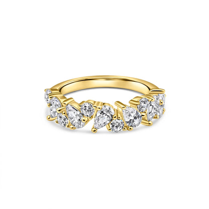 Stunning 0.4 TCW Round and Pear Moissanite Stones Half Eternity Wedding Band 1