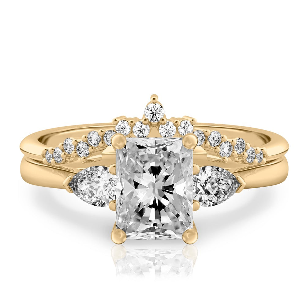 Stunning 1.0-2.0 CT Radiant Moissanite Engagement Ring with Three Stone Design 2