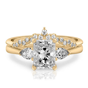 Stunning 1.0-2.0 CT Radiant Moissanite Engagement Ring with Three Stone Design