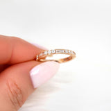 Stunning 0.67 CT Round & Baguette Moissanite Stones Vintage Wedding Band 9