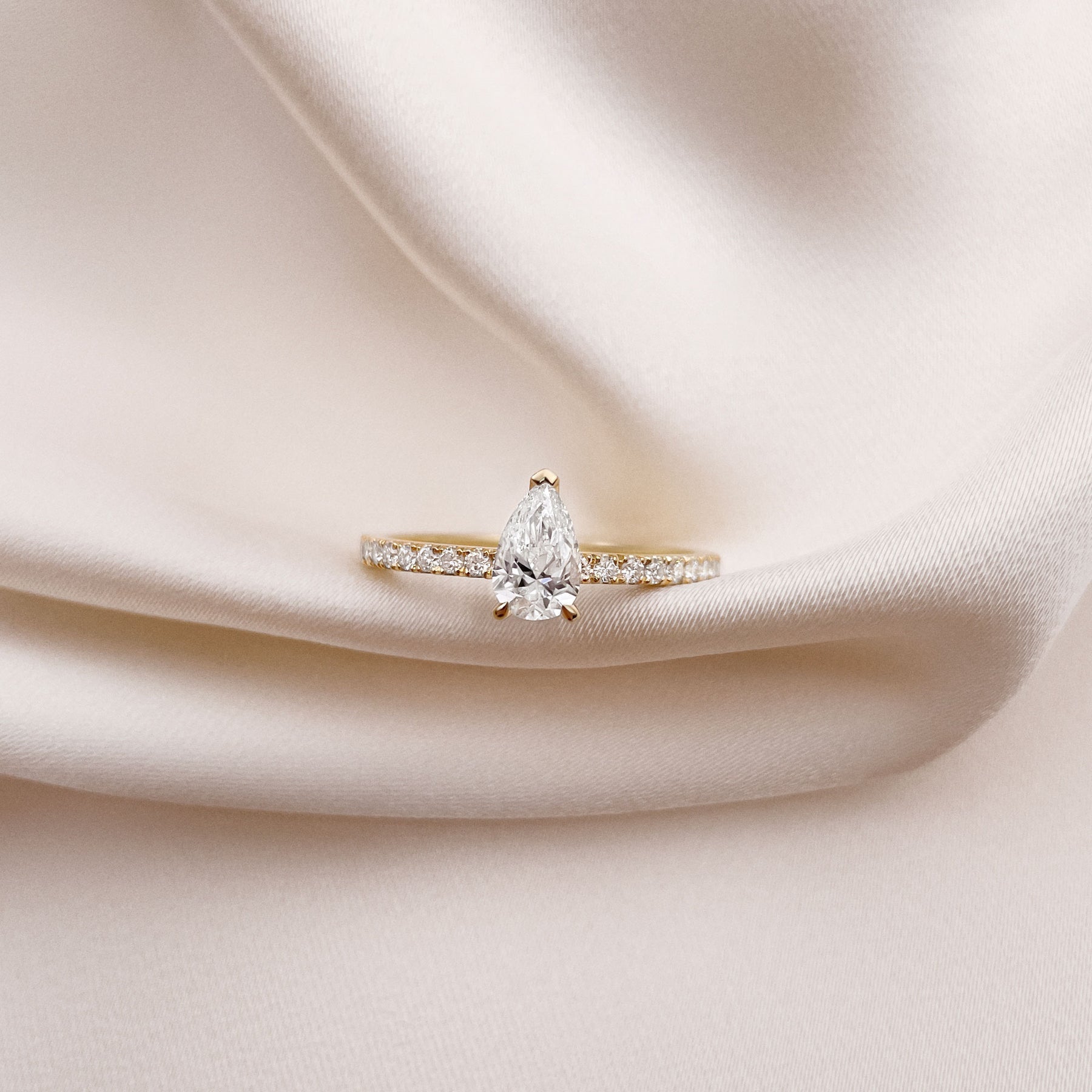 Stunning 0.5 CT Pear Moissanite Stones Engagement Ring In Pave Design 5