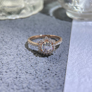 Stunning 2.0 CT Round Moissanite Engagement Ring with Halo & Pave Design