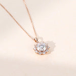 2.20 TCW Round Moissanite Diamond Cluster Halo Pendant Necklace in Solid Gold 3