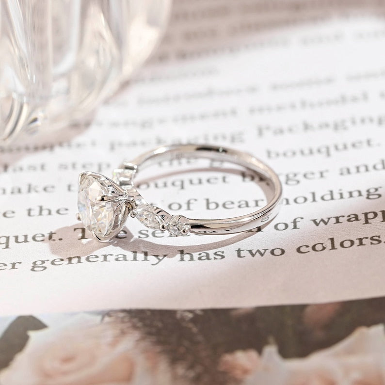 Stunning 2.0 CT Round Moissanite Engagement Ring with Pave Design 5