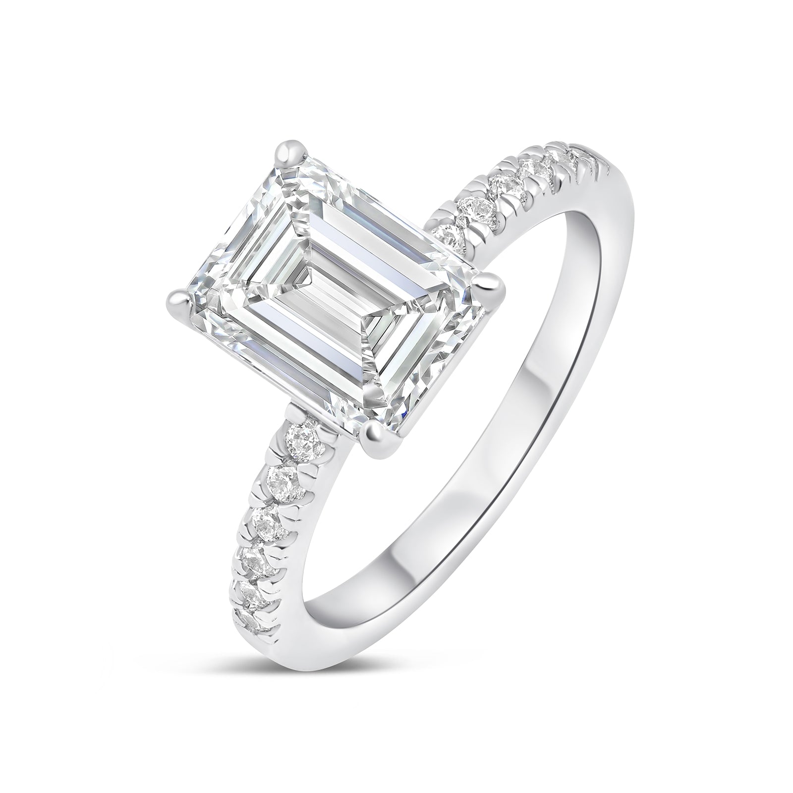 Stunning 3.0 CT Emerald Moissanite Engagement Ring Semi Pave Design 2
