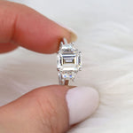 Stunning 3.60 CT Emerald Moissanite Engagement Ring with Three stone Design 5