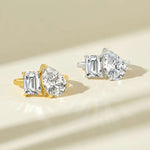 Stunning 1.75 & 4 CT Emerald & Pear Moissanite Engagement Ring with Two stones  Design 3