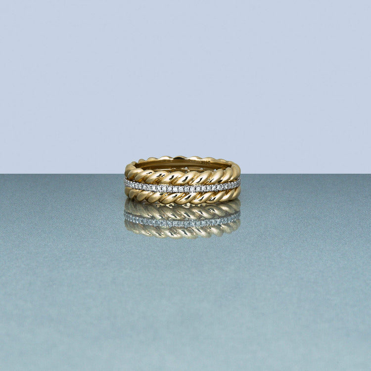 Stunning 0.19 TCW Round Moissanite Stones Twisted Wedding Bands 7