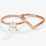 1.50 CT Oval Cut Moissanite Solitaire Bridal Ring Set with Plain Wedding Bands 1