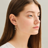 0.50 TCW Round Cut Moissanite Bezel Dangle Earrings in Gold 4