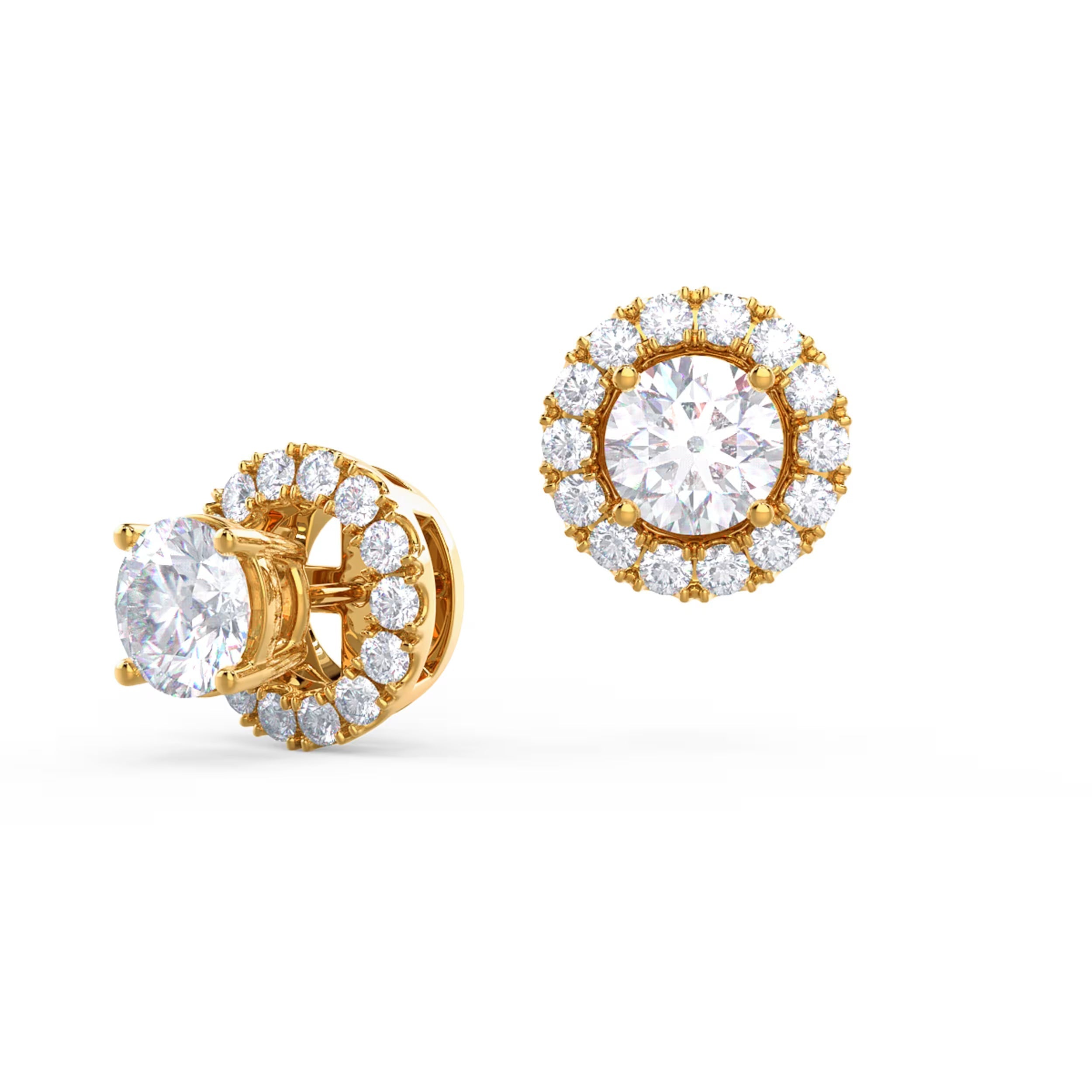1.20 TCW Round Cut Moissanite Halo Earrings in Gold 5