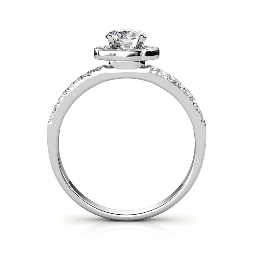 Round Cut Halo & Pave Style Cubic Zirconia in 925 Sterling Silver Ring 8