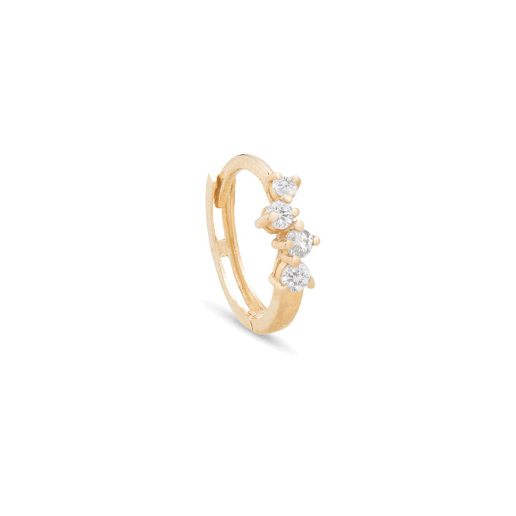 0.50 TCW Round Cut Moissanite Cluster Huggies Earrings in Gold 9