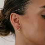 0.20 TCW Heart Cut Moissanite Hoops Earrings in Gold 3