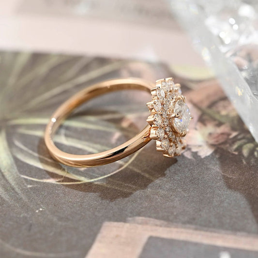 Stunning 2.0 CT Round Moissanite Engagement Ring with Double Halo Design 2