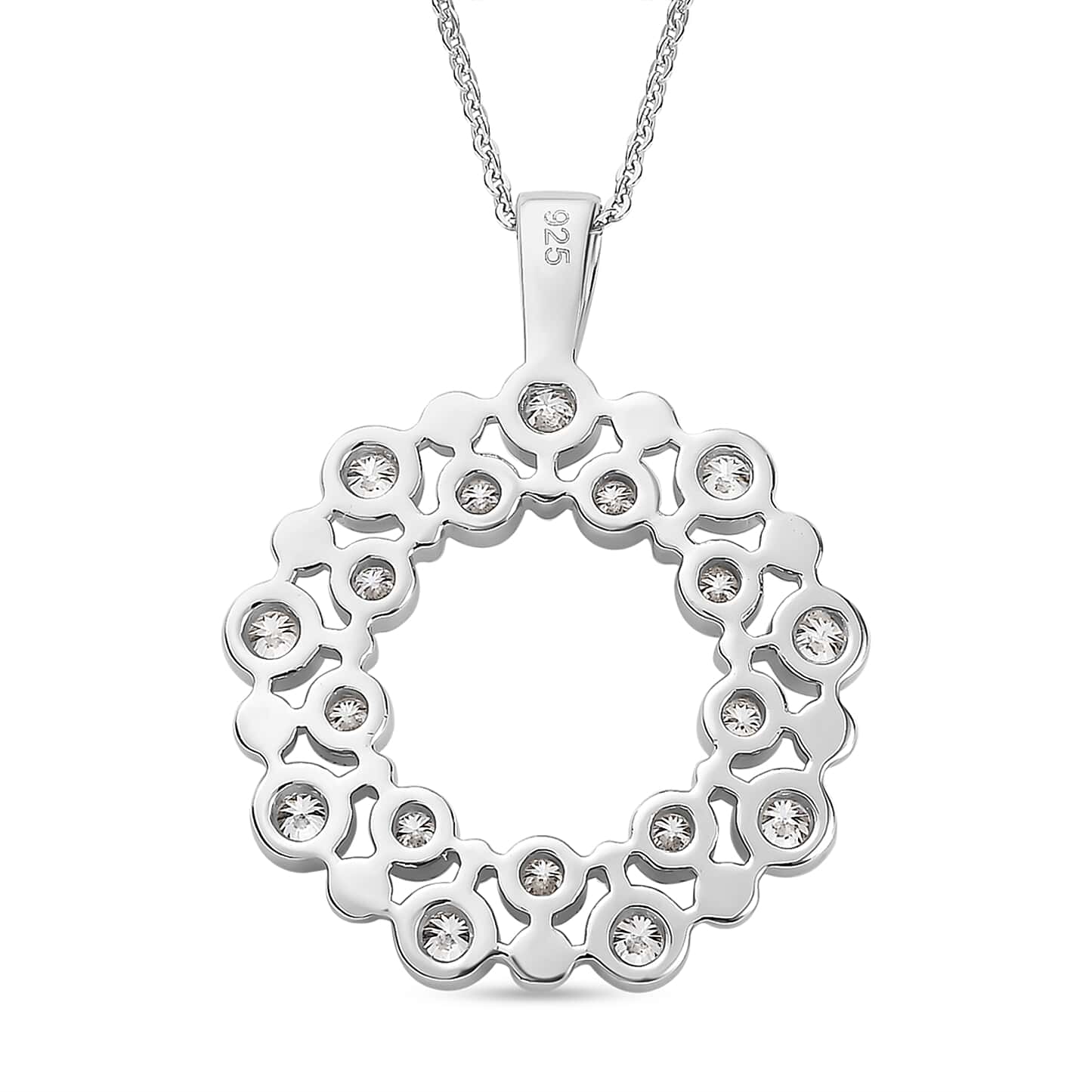 Round Cut Cubic Zirconia in 925 Sterling Silver Necklace 5