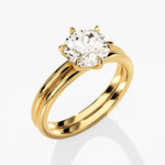 1.50 CT Round Cut Moissanite Bridal Ring Set with Plain Wedding Bands 2