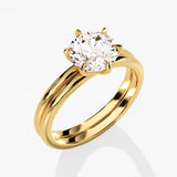1.50 CT Round Cut Moissanite Bridal Ring Set with Plain Wedding Bands 2