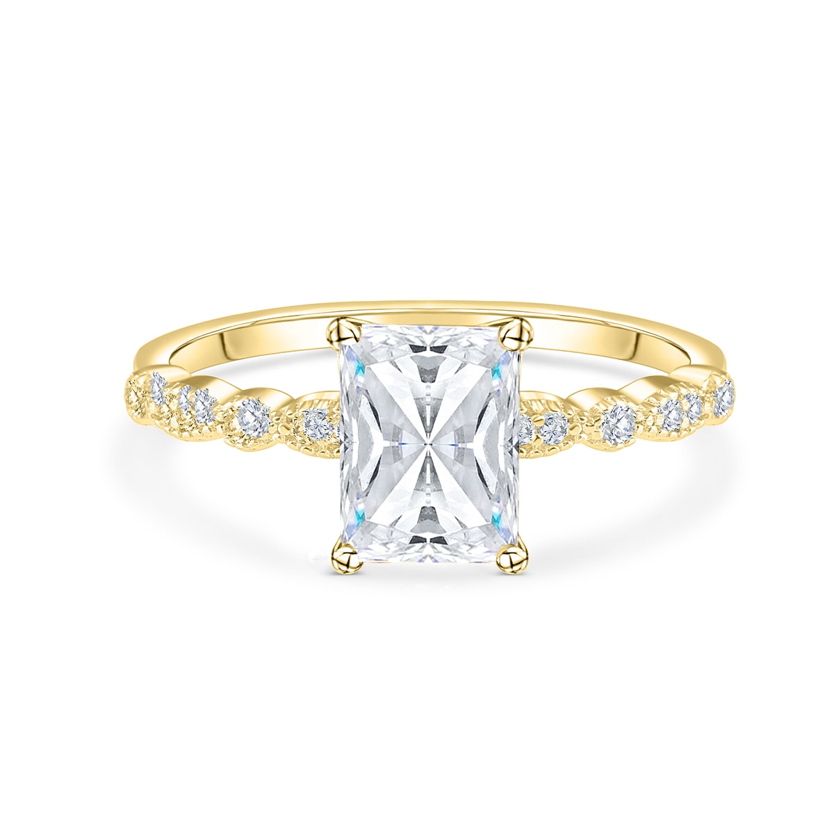 Stunning 1.5 CT Radiant Moissanite Engagement Ring in Pave Design 1