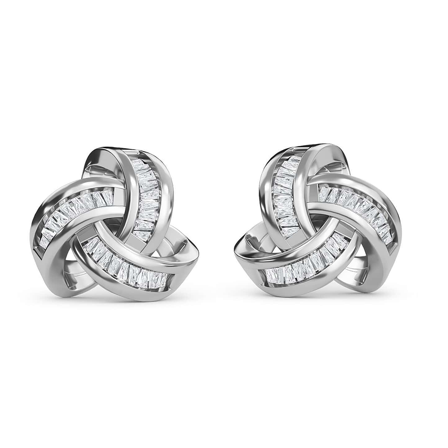 Round Cut Cubic Zirconia in 925 Sterling Silver Earrings 1
