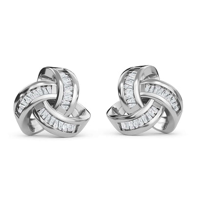 Round Cut Cubic Zirconia in 925 Sterling Silver Earrings 1