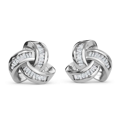 Round Cut Cubic Zirconia in 925 Sterling Silver Earrings 1
