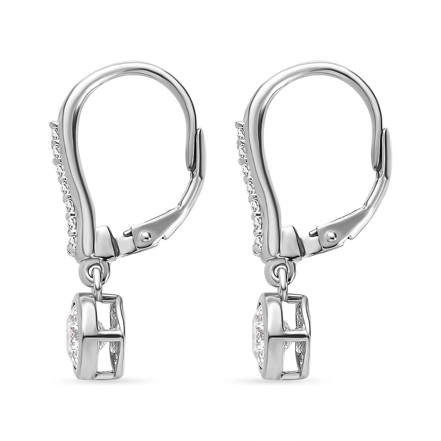 Round Cut Cubic Zirconia in 925 Sterling Silver Earrings 4