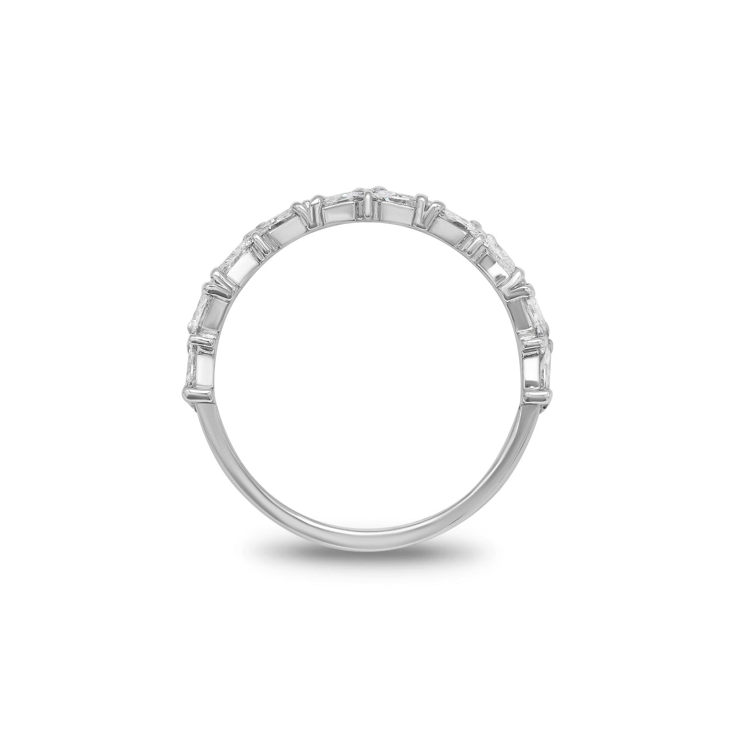 Stunning 0.3 TCW Marquise & Round Moissanite Stones Half Eternity Wedding Band 3