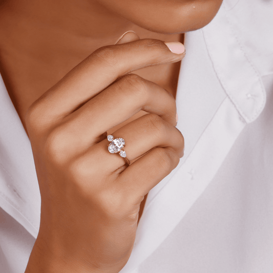 Stunning 2.0 CT Oval Moissanite Engagement Ring with Three Stone Design 2