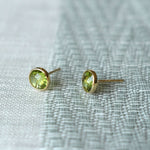 0.84 TCW Round Peridot Lab Made Diamond-August Birthstone Studs 7
