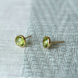0.84 TCW Round Peridot Lab Made Diamond-August Birthstone Studs 7