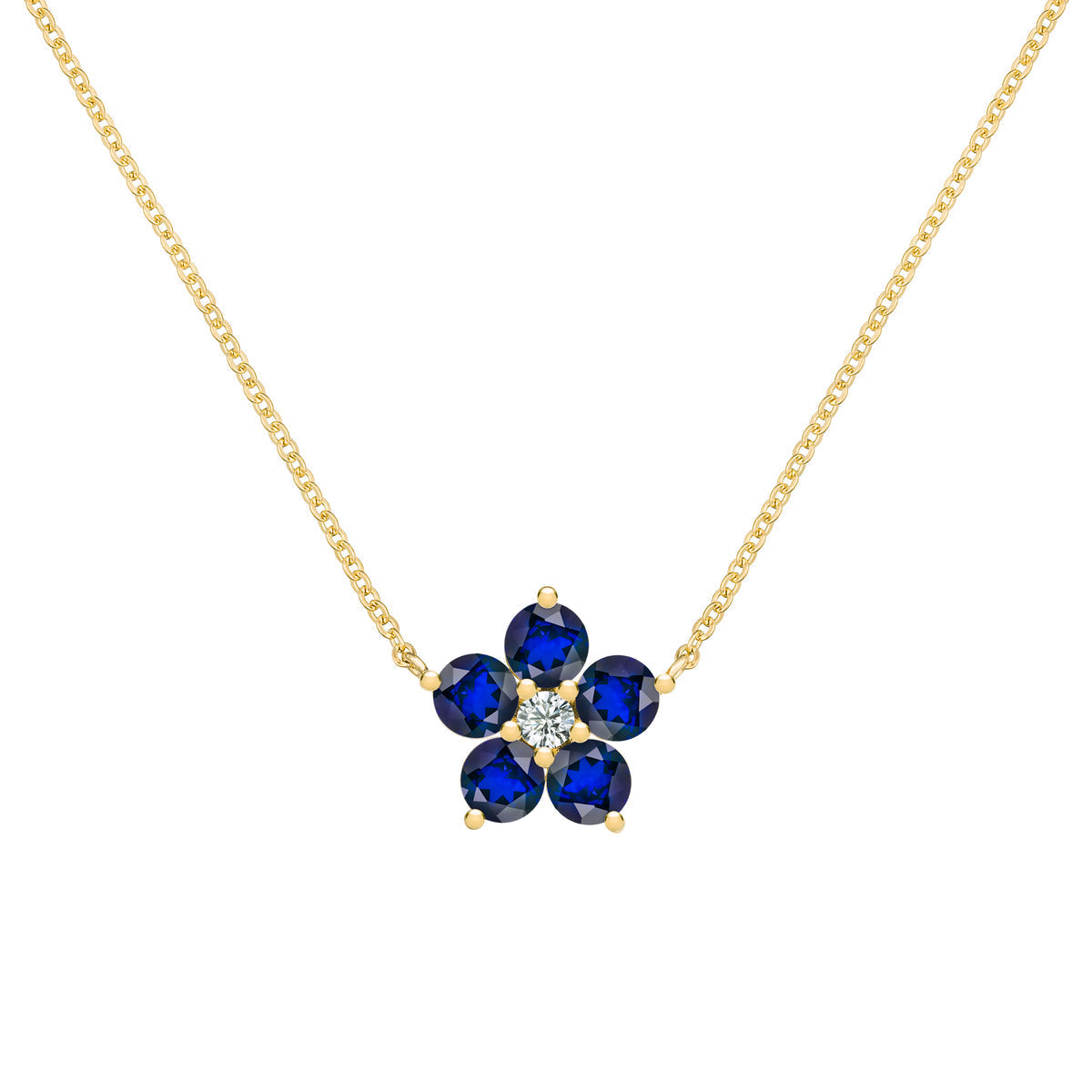 1.46 TCW Round Sapphire Lab Made Diamond- September Birthstone Necklace 1