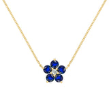 1.46 TCW Round Sapphire Lab Made Diamond- September Birthstone Necklace 1