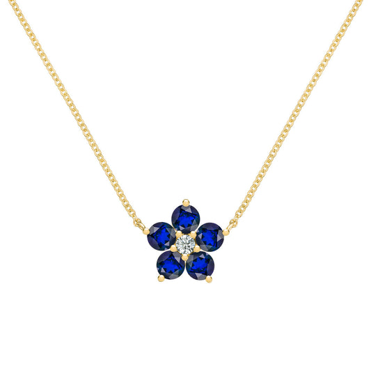 1.46 TCW Round Sapphire Lab Made Diamond- September Birthstone Necklace 1