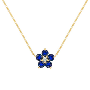 1.46 TCW Round Sapphire Lab Made Diamond- September Birthstone Necklace