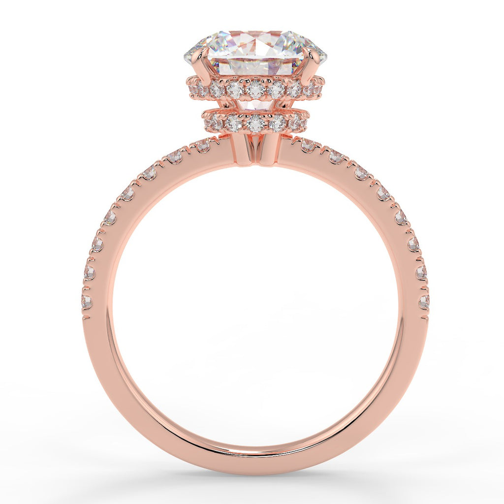 Stunning 2.0 CT Round Moissanite Engagement Ring with Hidden Halo & Pave Design 9