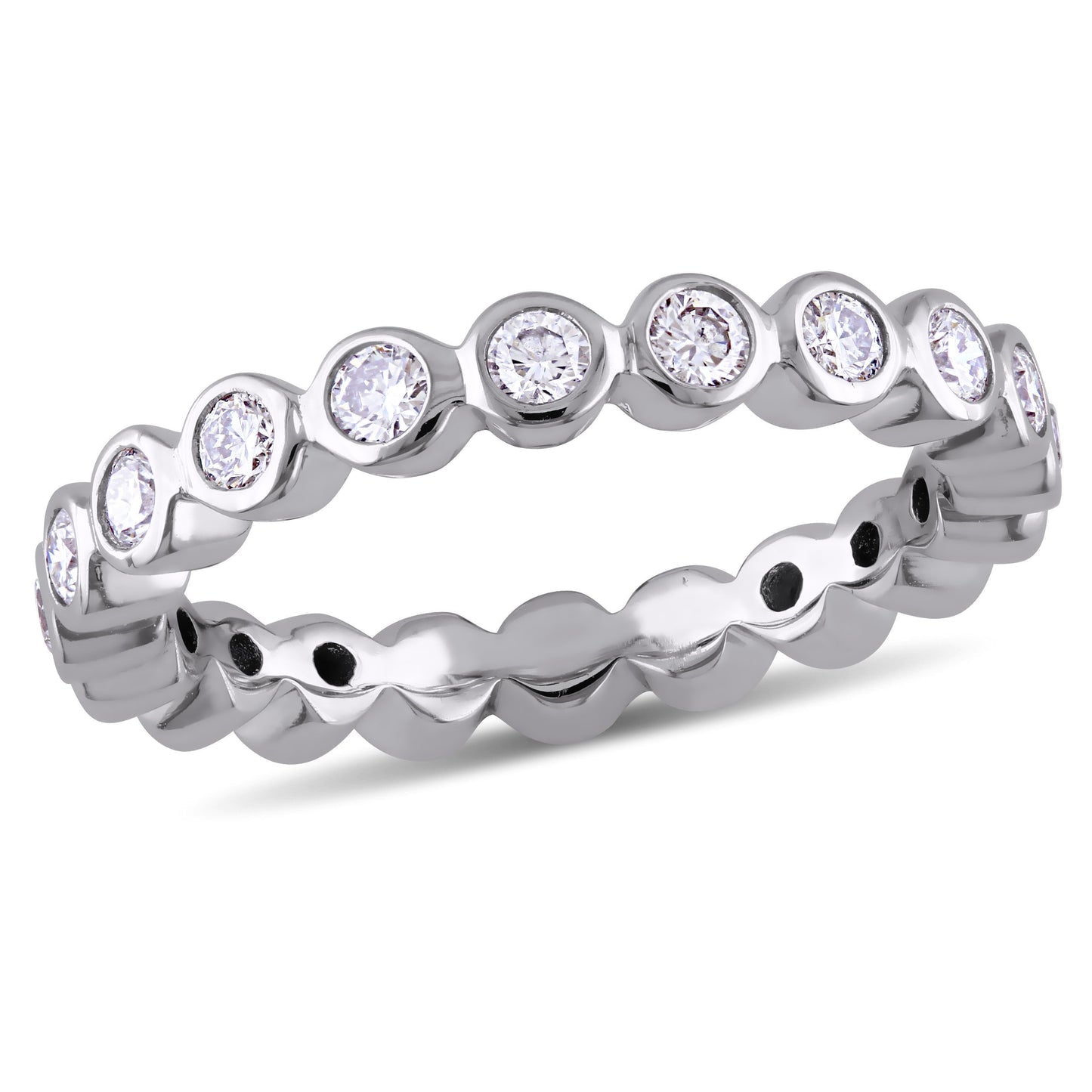 Round Cut Cubic Zirconia in 925 Sterling Silver Wedding Bands 1