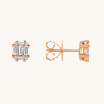0.50 TCW Round & Baguette Cut Moissanite Cluster Stud Earrings in Gold 3