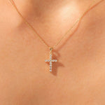 0.30 TCW Round Moissanite Diamond Cross Pendant Necklace in Solid Gold 5