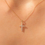 0.30 TCW Round Moissanite Diamond Cross Pendant Necklace in Solid Gold 5